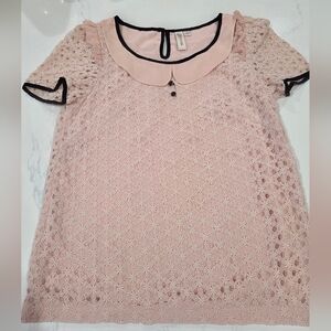 Vtg Pink Lace Women's Top Migaino Size 8.